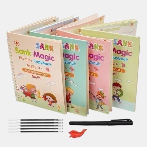 Reusable Magic Water Quick Dry Book Water Coloring Book Doodle with Magic Pen Painting Board for Children Education Drawing Pad (Multi Color, 4 Books)